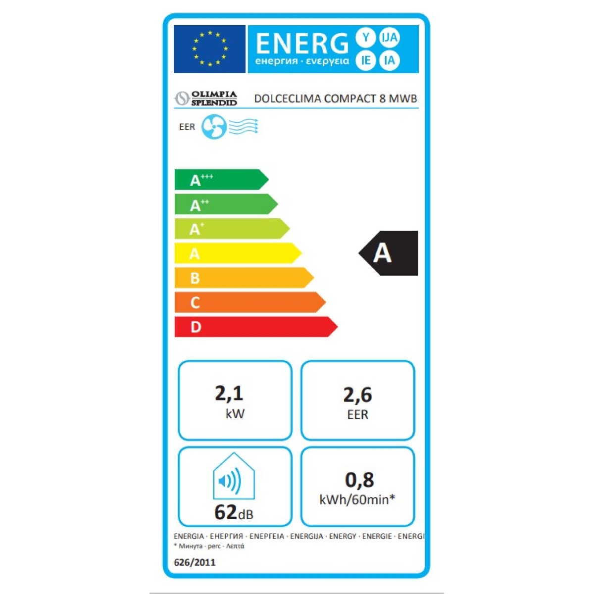 Klimatyzator przenośny Olimpia Splendid Dolceclima Compact 8 MWB Klimatyzator przenośny Olimpia Splendid Dolceclima Compact 8 MWB