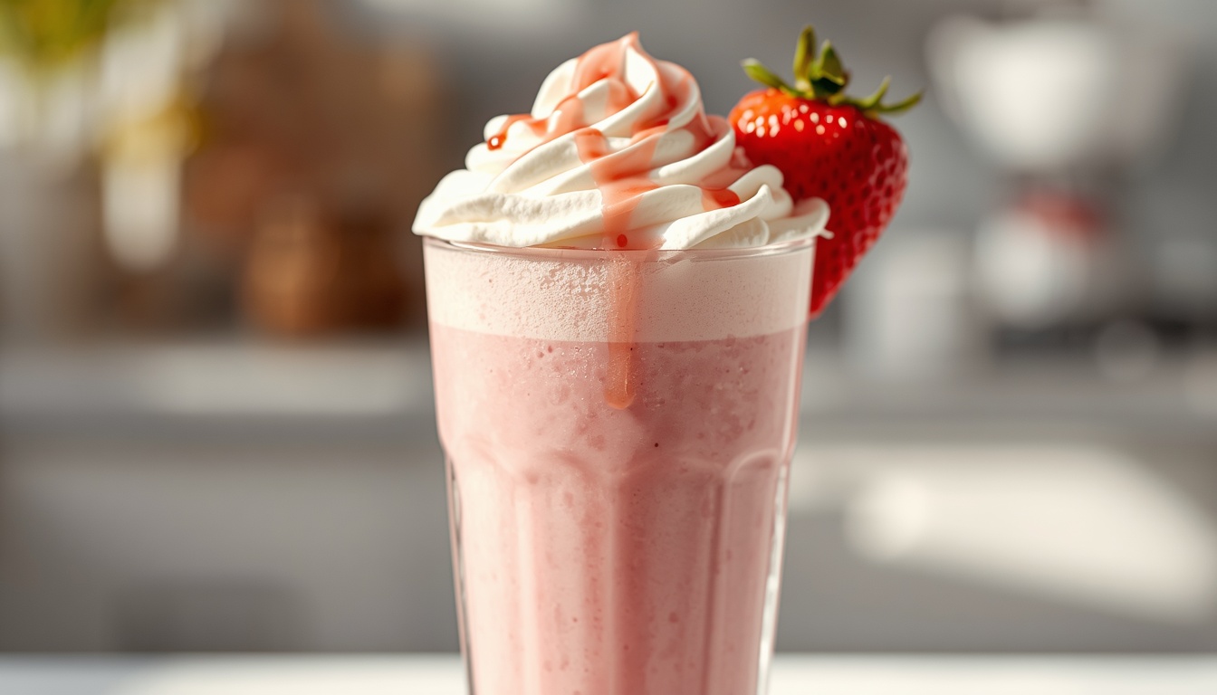 Kremowy milkshake truskawkowy